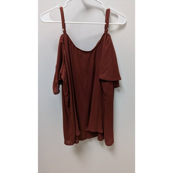 Torrid Dark Red Lace-Up Cold-Shoulder Blouse - Picture 2 of 2